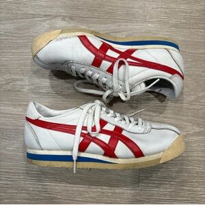 Onitsuka Tiger by Asics White Sneakers with Red and Blue Accents